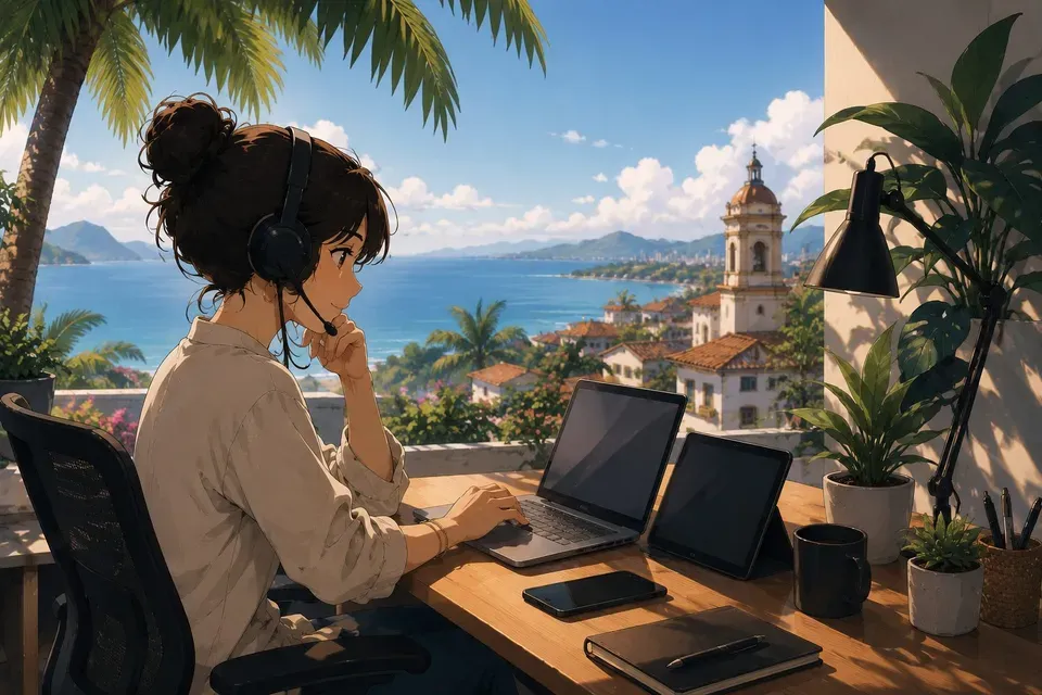 Customer experience operator with headset