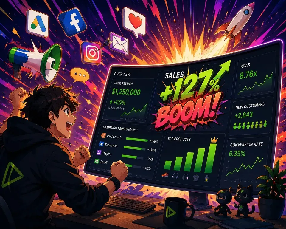 Marketing operations dashboard with campaign performance